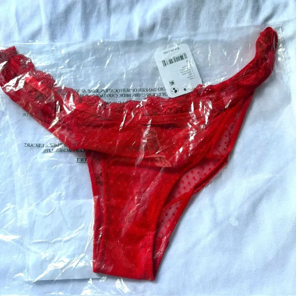 Intimately Free People NWT Midweek Longline Red Bra & Bottoms Set Size M